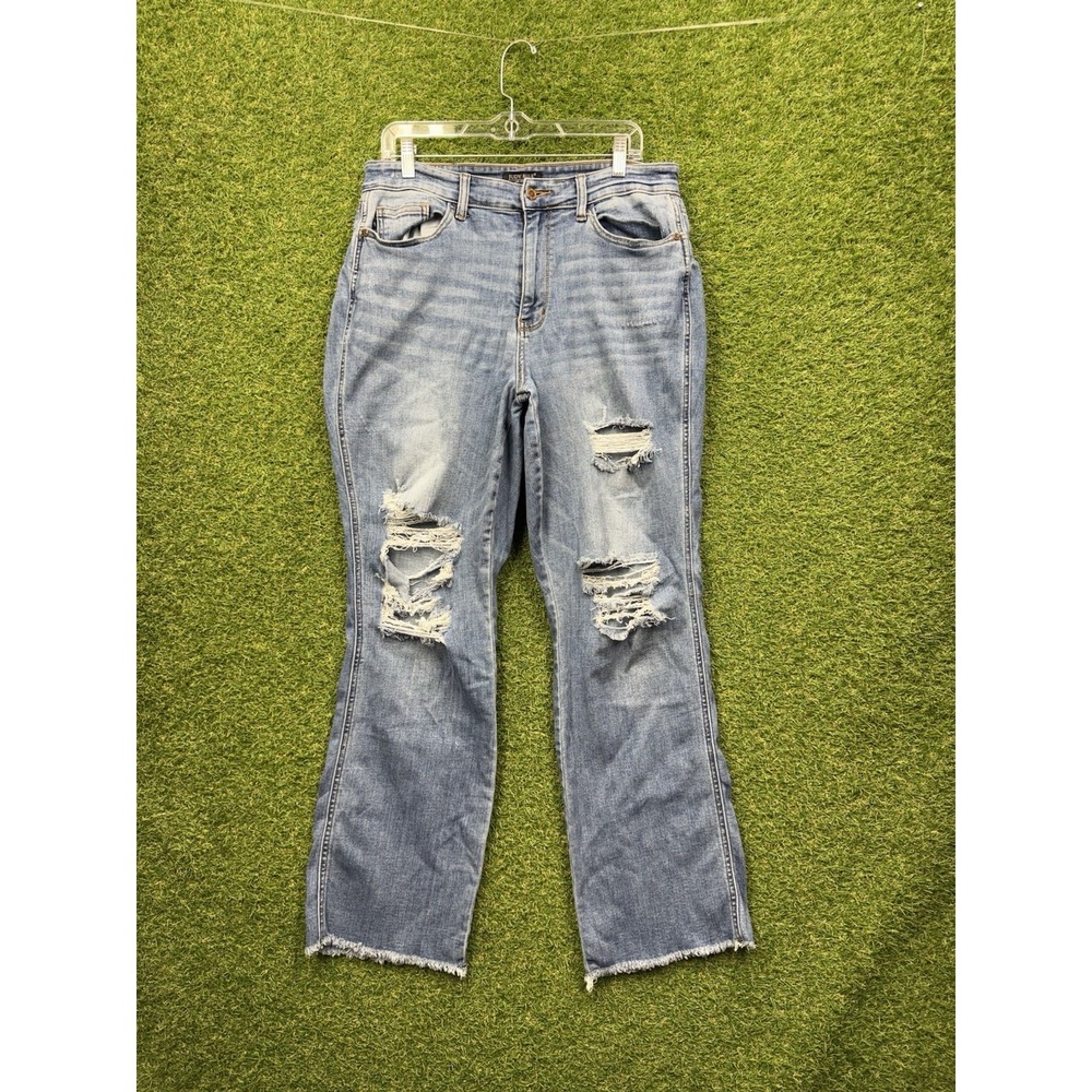 Judy Blue Bootcut Jeans Womens 14W Distressed Raw Hem Stretch JB82542MD-PL